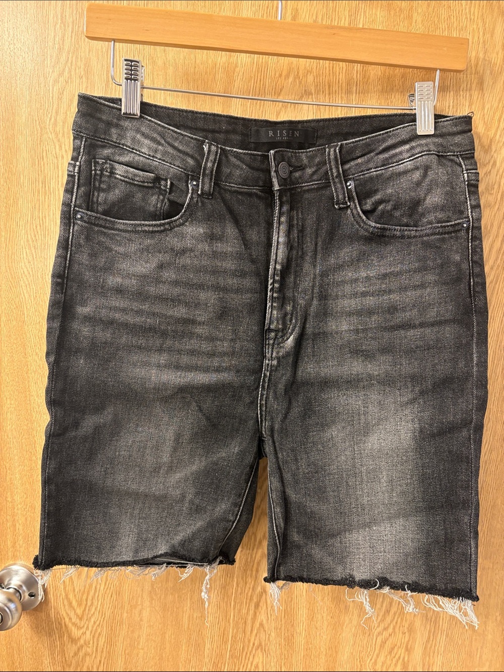 Risen Bermuda Black Washed Denim Cutoff Shorts